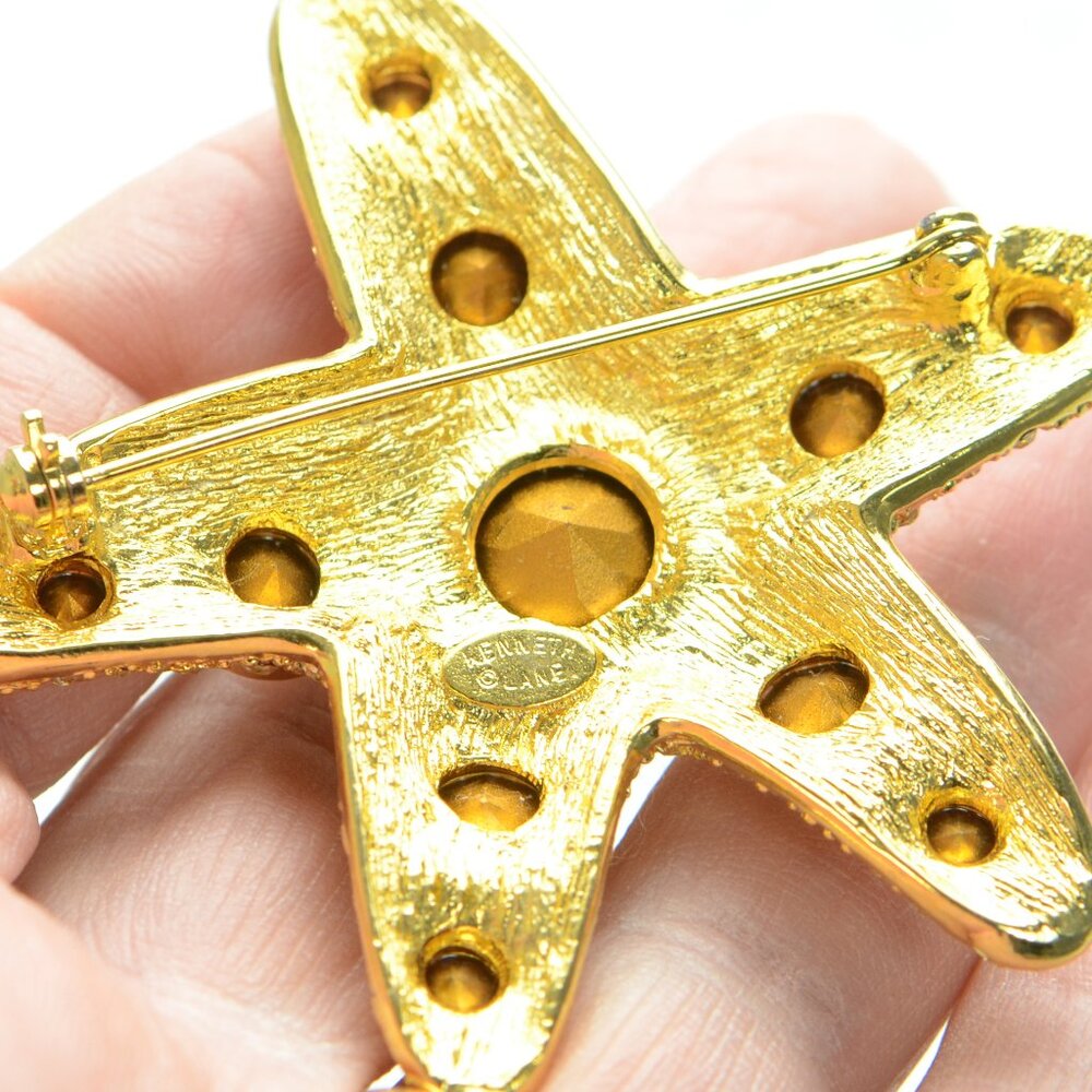 Vintage Kenneth Jay Lane Kjl Crystal Starfish Pin… - image 2